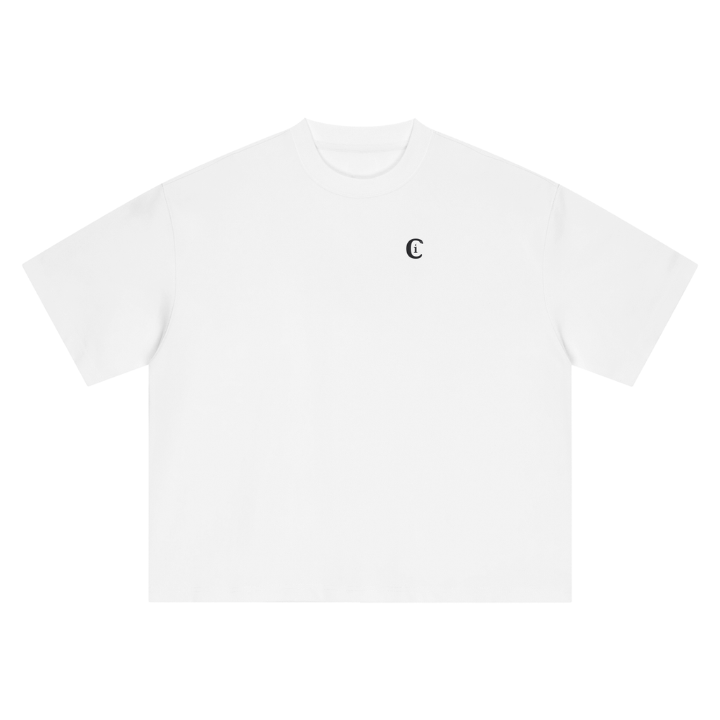 Caos Inside Essentials · T-shirt boxy bianca, fronte