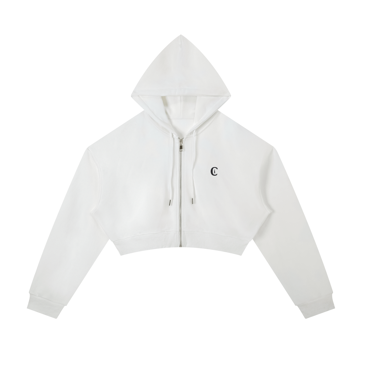 Silenus and Maenad · White Cropped Zip Hoodie, Caos Inside, front