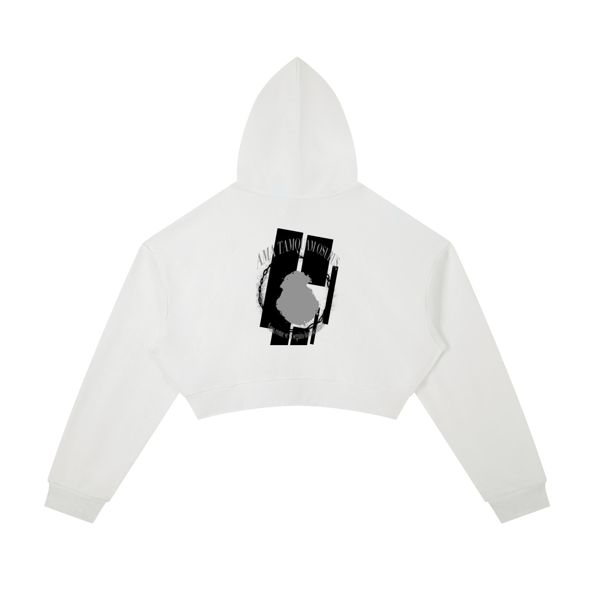 Silenus and Maenad · White Cropped Zip Hoodie, Caos Inside, back