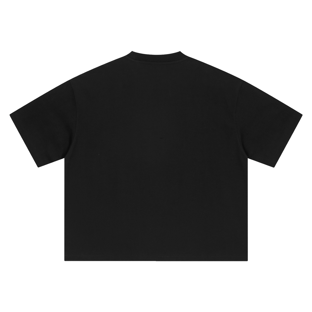Caos Inside Essentials · T-shirt boxy nera, retro