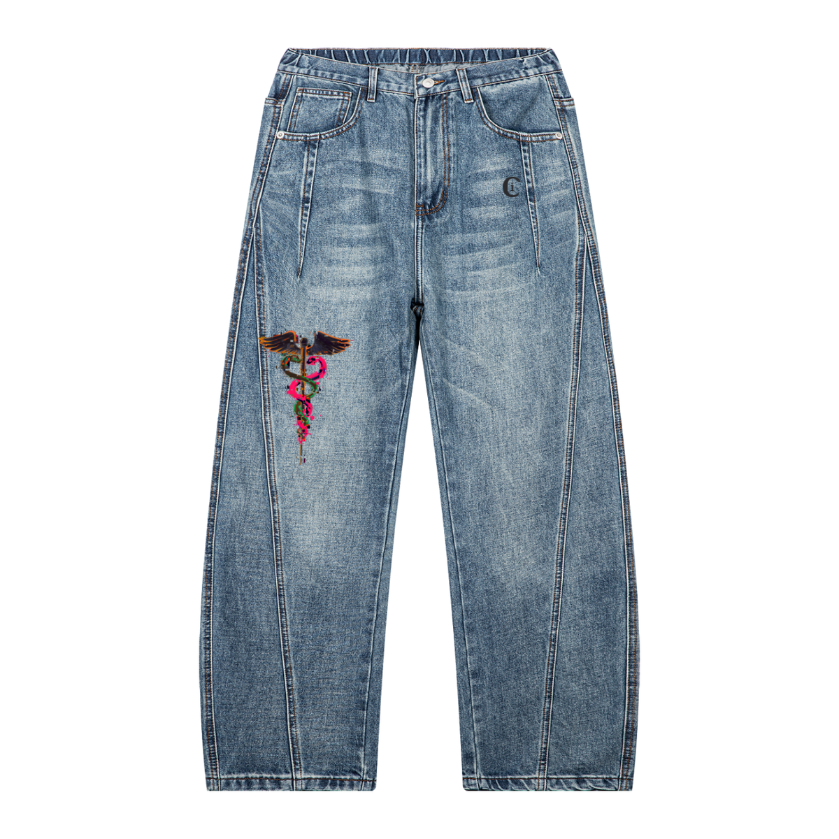 Ermes · Jeans caduceo, Caos Inside, fronte