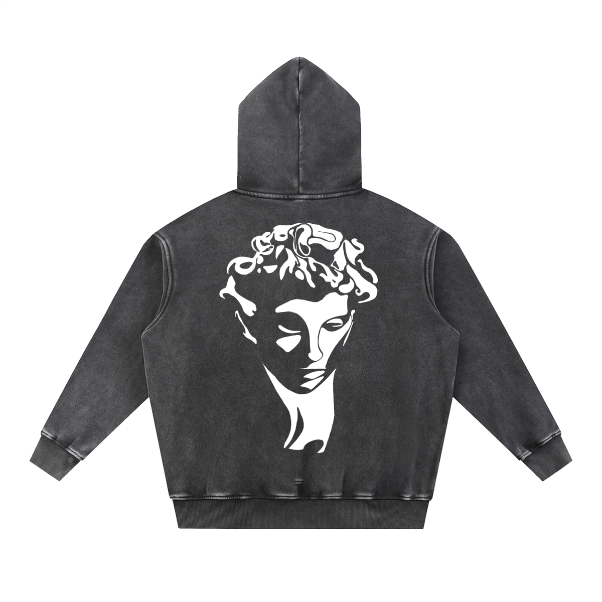 David · Snow Wash Hoodie in black, Caos Inside, back