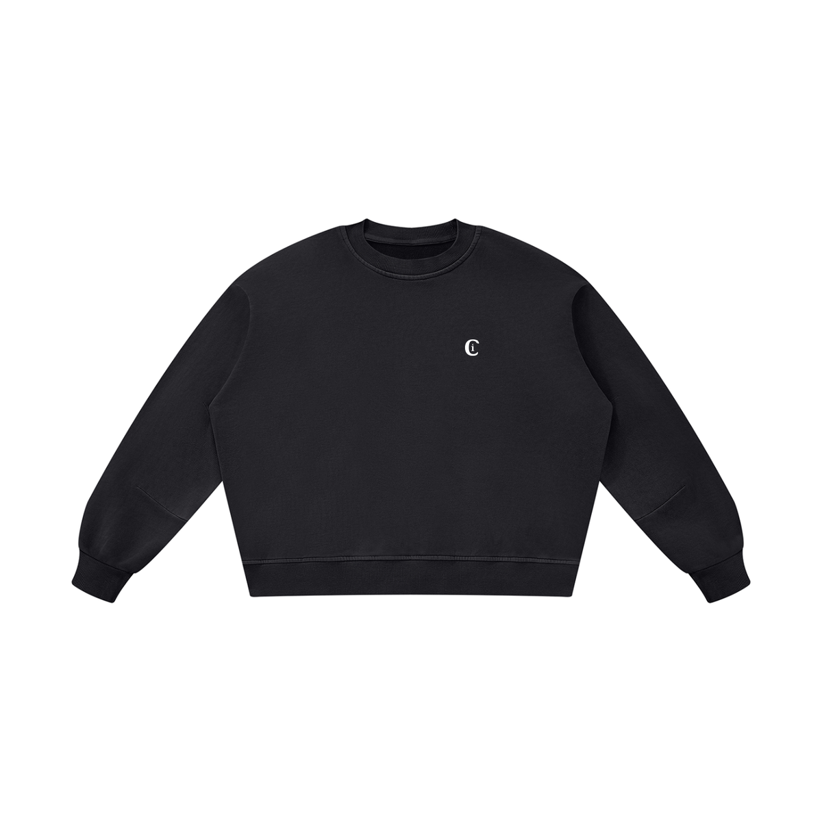 David · Washed Crewneck Sweatshirt in black, Caos Inside, front