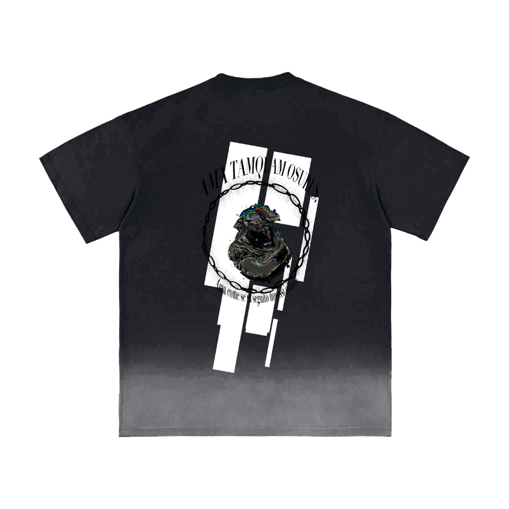 Sileno · T-shirt sunfade in nero, Caos Inside, retro